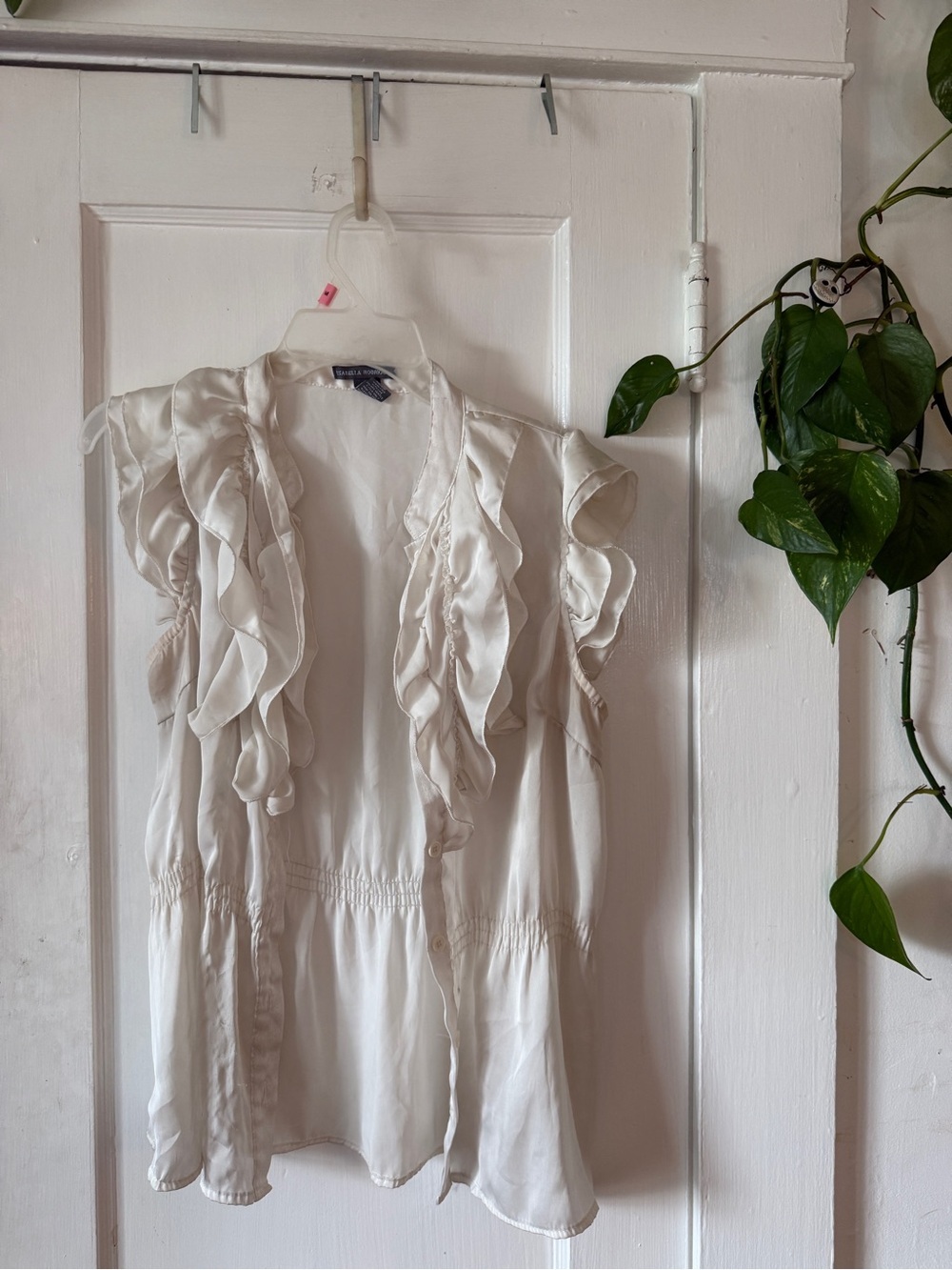 Isabella Rodriguez Cream Satin Blouse size L
